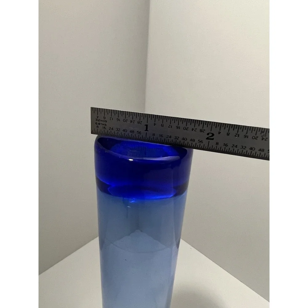 Cobalt Blue Stem Bud Vase Glass Tube Cylinder Shaped Tall Vase 7.5